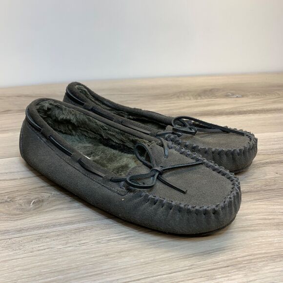 Minnetonka Womens Lodge Trapper Gray Slipper Shoes 11 Casual House Shoes 4034 - Picture 1 of 10